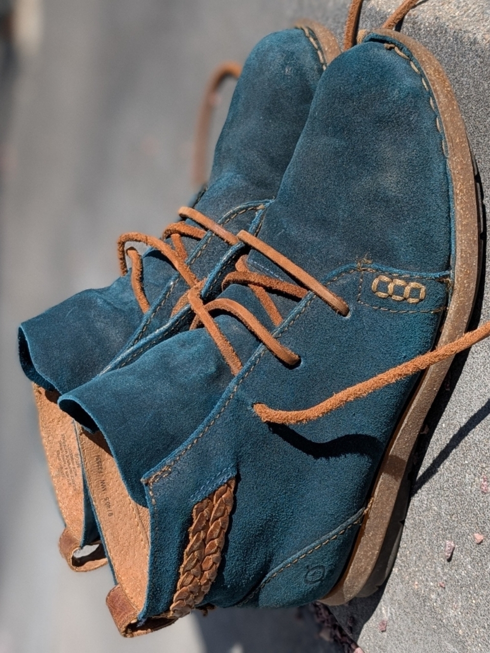 Born Temple II Ankle Boots Brown Leather, Size 9, EU 40.5 Turquoise Suede Brown